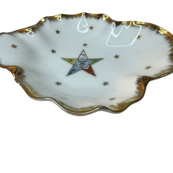 Eastern Star Ceramic Trinket Dish With Gold Trim & Star Design - Picture 1 of 5
